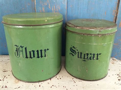 Vintage Metal Flour Sugar Box 